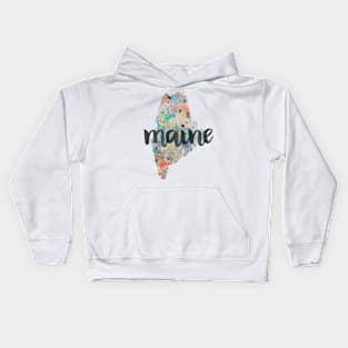 maine - calligraphy and abstract state outline Kids Hoodie